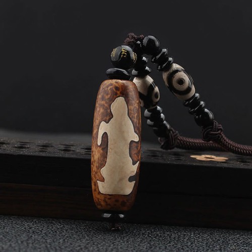 Tibet Om Mani Padme Hum Dzi Bead Wealth Necklace