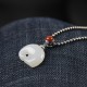 Sterling Silver Elephant Hetian Jade Necklace Set