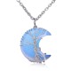 Natural Quartz Crystal Moon Tree Healing Necklace