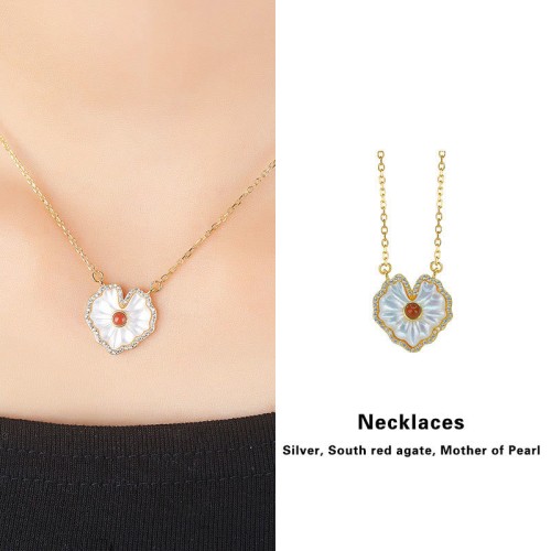 925 Silver Love Heart Tridacna Red Agate Necklace Set 925 Silver Love Heart Tridacna Red Agate Necklace Set