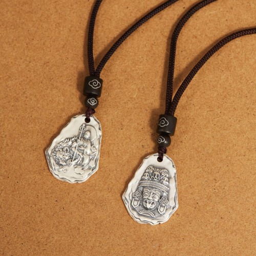 Silver Ksitigarbha Buddha Zakiram Goddess Pendant