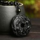 Black Obsidian Pixiu Bead Rope Strength Necklace Pendant Black Obsidian Pixiu Bead Rope Strength Necklace Pendant