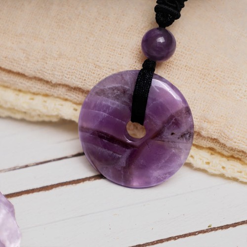 Lucky Coin Healing Crystal Gemstone Necklace