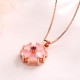 Pink Crystal Love Heart Flower Necklace Pendant Pink Crystal Love Heart Flower Necklace Pendant