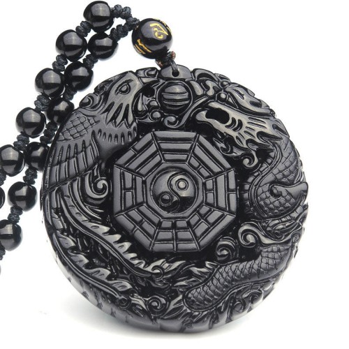 Bagua Dragon Phoenix Obsidian Fulfilment Necklace Bagua Dragon Phoenix Obsidian Fulfilment Necklace