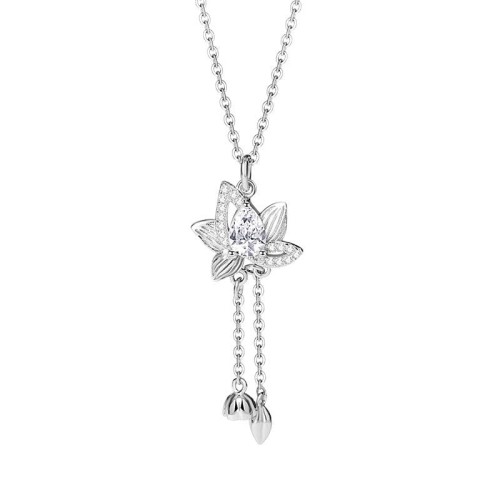 925 Silver Lotus Zircon Enlightenment Necklace 925 Silver Lotus Zircon Enlightenment Necklace