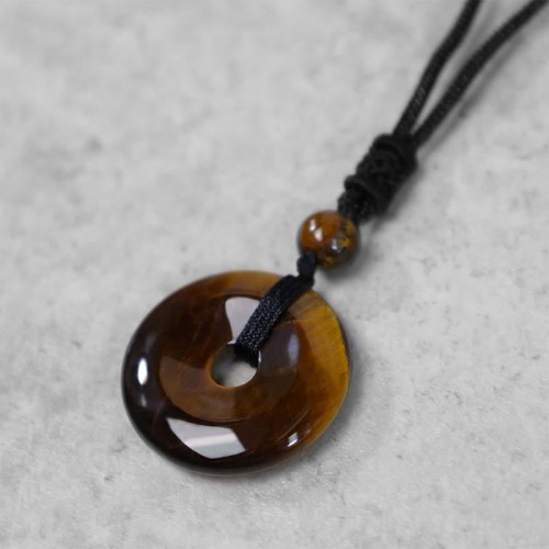 Lucky Coin Healing Crystal Gemstone Necklace