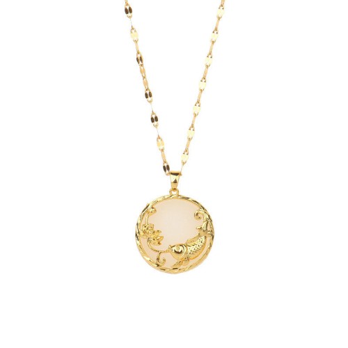 Natural Jade Koi Fish Lotus Luck Necklace Natural Jade Koi Fish Lotus Luck Necklace