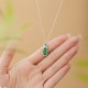 Sterling Silver Cyan Jade Pea Luck Healing Necklace Sterling Silver Cyan Jade Pea Luck Healing Necklace