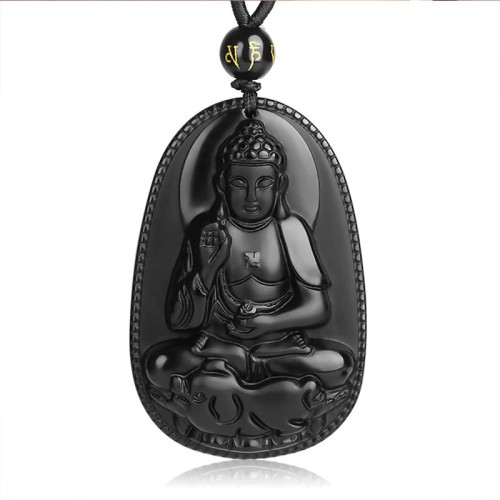 Black Obsidian Buddha Purification Necklace Black Obsidian Buddha Purification Necklace