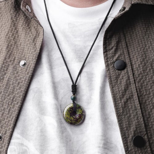 Lucky Coin Healing Crystal Gemstone Necklace