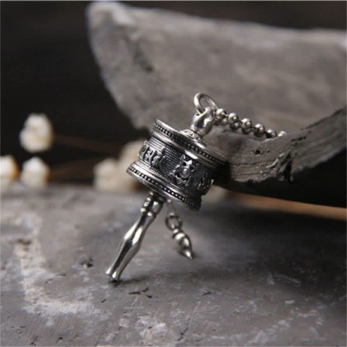 925 Silver Om Mani Padme Hum Rotatable Necklace