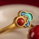 925 Sterling Silver Plated Gold Cinnabar Blessing Set 925 Sterling Silver Plated Gold Cinnabar Blessing Set