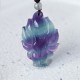 Natural Fluorite Gold Sheen Obsidian Fox Pendant Necklace