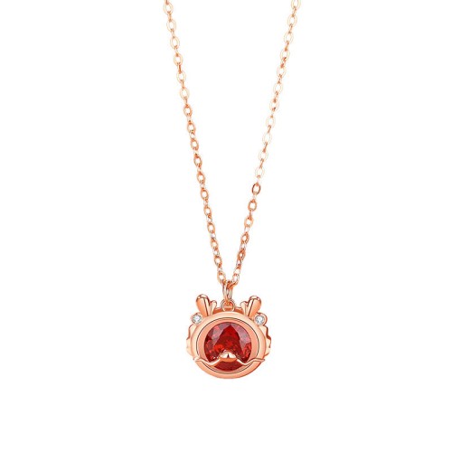 925 Silver Dragon Luck Red Zircon Necklace Set 925 Silver Dragon Luck Red Zircon Necklace Set