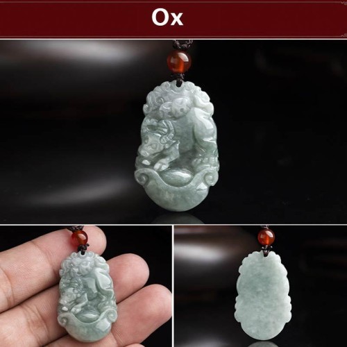Natural Jade 12 Chinese Zodiac Success Necklace Pendant