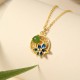 925 Silver Hetian Cyan Jade Flower Luck Necklace Set 925 Silver Hetian Cyan Jade Flower Luck Necklace Set