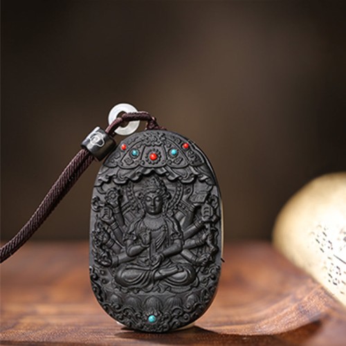 Zodiac Buddha Agarwood Peace Lotus Necklace Pendant