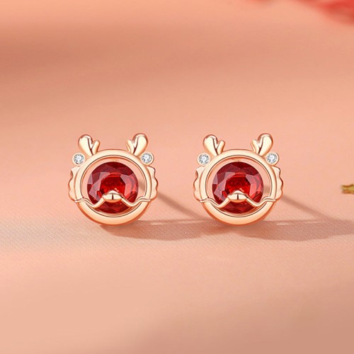 925 Silver Dragon Luck Red Zircon Necklace Set 925 Silver Dragon Luck Red Zircon Necklace Set