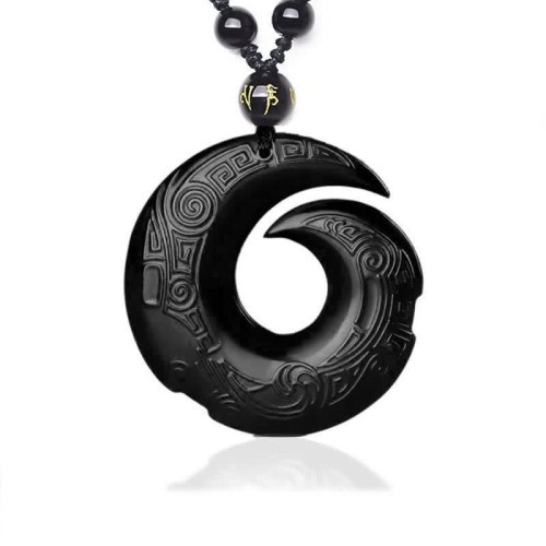 Black Obsidian Strength Necklace Pendant