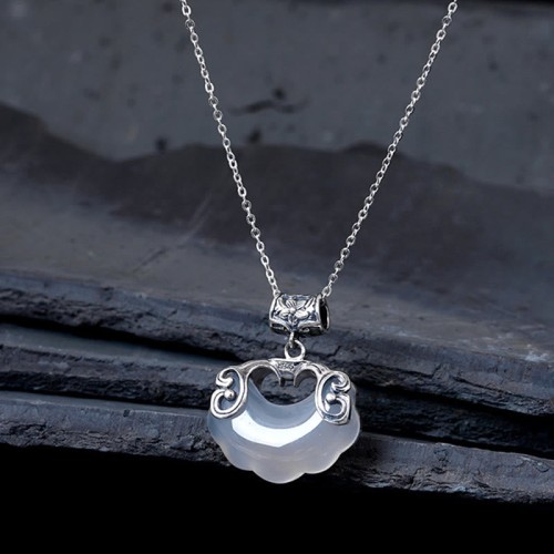 Silver Chalcedony Koi Fish Luck Pendant Silver Chalcedony Koi Fish Luck Pendant