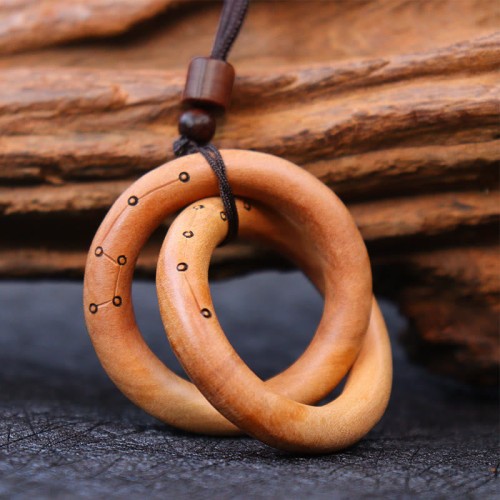 Jujube Wood Taoist Yin Yang Ring Luck Necklace Jujube Wood Taoist Yin Yang Ring Luck Necklace