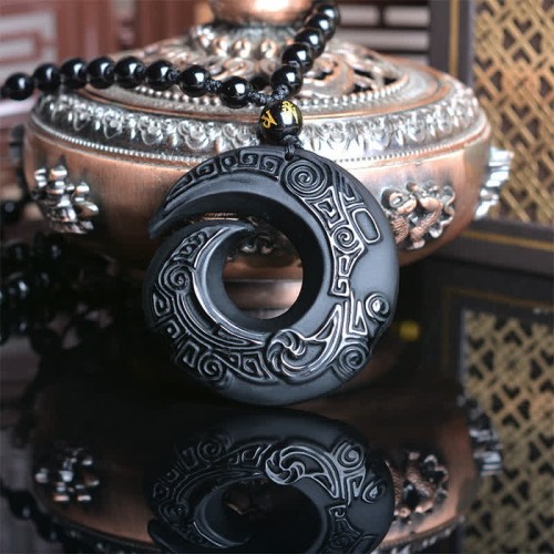 Black Obsidian Strength Necklace Pendant