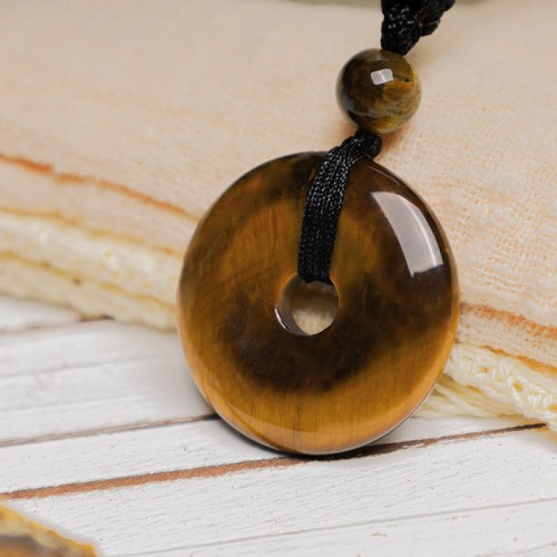 Lucky Coin Healing Crystal Gemstone Necklace
