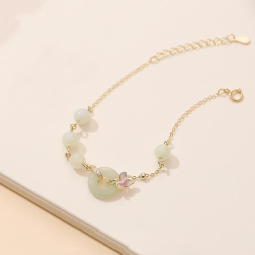 925 Silver Hetian Jade Orchid Luck Necklace Set 925 Silver Hetian Jade Orchid Luck Necklace Set