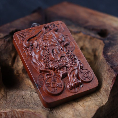 Lightning Struck Jujube Wood PiXiu Coin Pendant Lightning Struck Jujube Wood PiXiu Coin Pendant