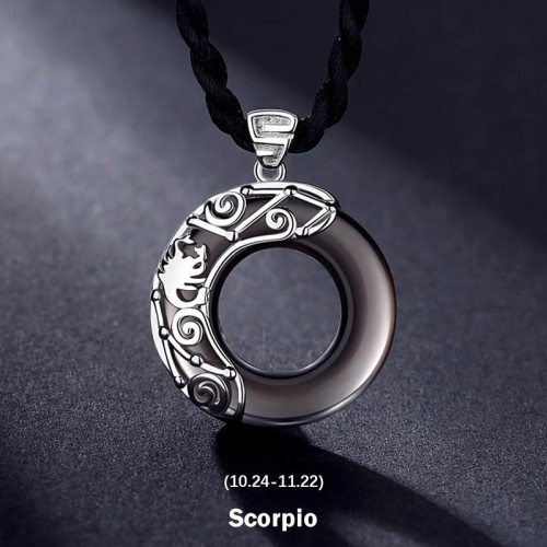 Zodiac Ice Obsidian Blessing Round Necklace Zodiac Ice Obsidian Blessing Round Necklace