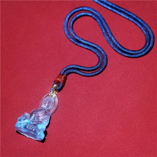 Blue Tathagata Buddha Liuli Crystal Amulet Necklace Blue Tathagata Buddha Liuli Crystal Amulet Necklace
