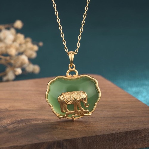 Natural Jade Elephant Healing Necklace Natural Jade Elephant Healing Necklace