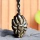 Natural Fluorite Gold Sheen Obsidian Fox Pendant Necklace