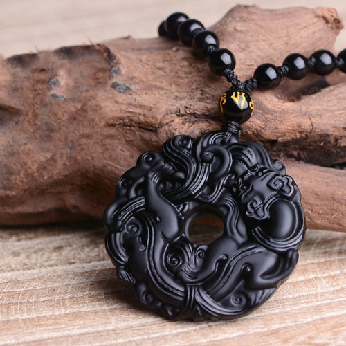 Black Obsidian Peace Pixiu Purification Pendant Black Obsidian Peace Pixiu Purification Pendant