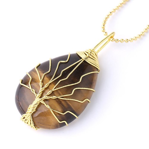 Natural Quartz Crystal Tree of Life Healing Necklace Pendant Natural Quartz Crystal Tree of Life Healing Necklace Pendant