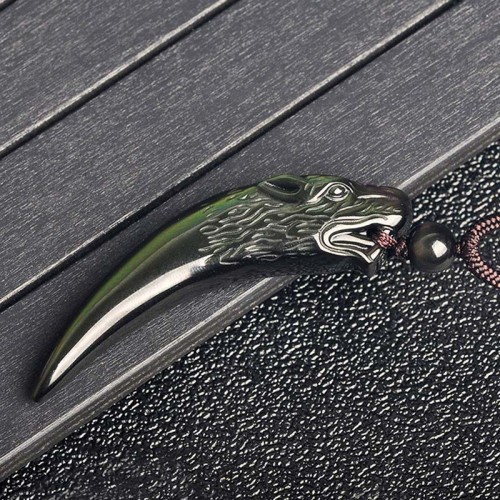 Black Obsidian Wolf Tooth Strength Necklace Pendant Black Obsidian Wolf Tooth Strength Necklace Pendant