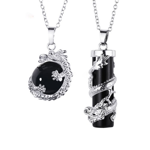 Dragon Wrapped Gemstone Couple Necklace Pendant Dragon Wrapped Gemstone Couple Necklace Pendant