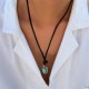 Round Turquoise Stone Protection Necklace Pendant Round Turquoise Stone Protection Necklace Pendant
