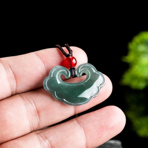 Green Jade Chinese Lock Luck Necklace Pendant Green Jade Chinese Lock Luck Necklace Pendant
