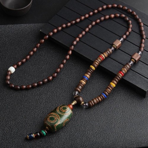 Turquoise Dzi Bead Meditation Necklace