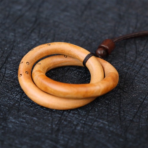 Jujube Wood Taoist Yin Yang Ring Luck Necklace Jujube Wood Taoist Yin Yang Ring Luck Necklace