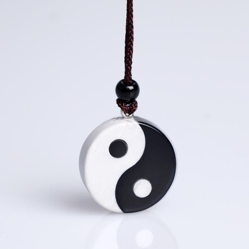 Black Obsidian White Turquoise Yin Yang Strength Pendant Black Obsidian White Turquoise Yin Yang Strength Pendant