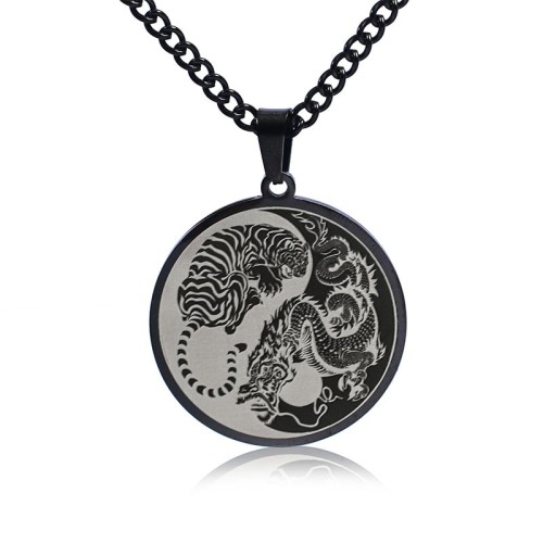 Tiger Dragon Titanium Steel Chain Necklace Tiger Dragon Titanium Steel Chain Necklace