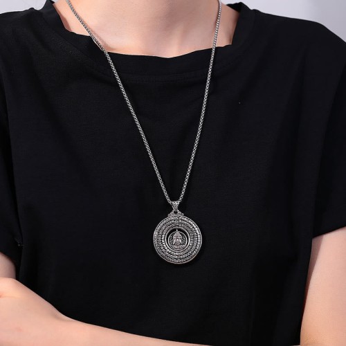 Heart Sutra Buddha Peace Buckle Serenity Necklace Heart Sutra Buddha Peace Buckle Serenity Necklace