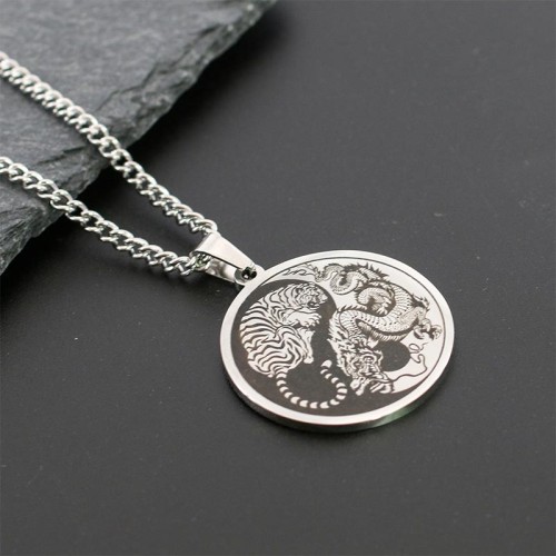Tiger Dragon Titanium Steel Chain Necklace Tiger Dragon Titanium Steel Chain Necklace