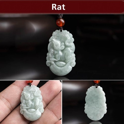Natural Jade 12 Chinese Zodiac Success Necklace Pendant