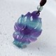 Natural Fluorite Gold Sheen Obsidian Fox Pendant Necklace