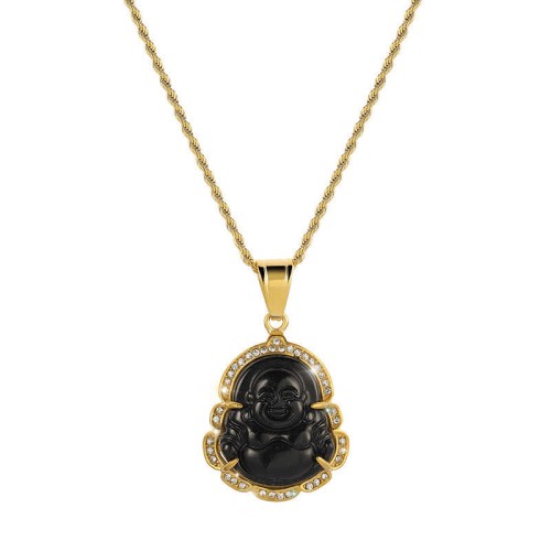 18K Gold Filled Laughing Buddha Jade Luck Necklace 18K Gold Filled Laughing Buddha Jade Luck Necklace