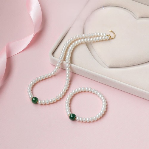 925 Sterling Silver Pearl Hetian Jade Aquamarine Necklace 925 Sterling Silver Pearl Hetian Jade Aquamarine Necklace